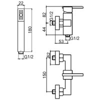 Brausearmatur Cubic komplett mit Wandhalterung und Duschkopf