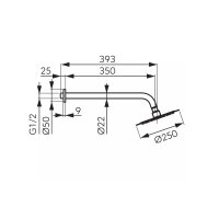 Runde Regendusche Regenduschkopf mit Wandarm 25cm