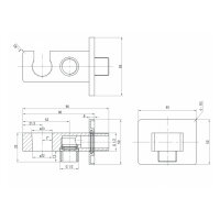 Eckiger Wandanschlussbogen mit Brausekopfhalterung