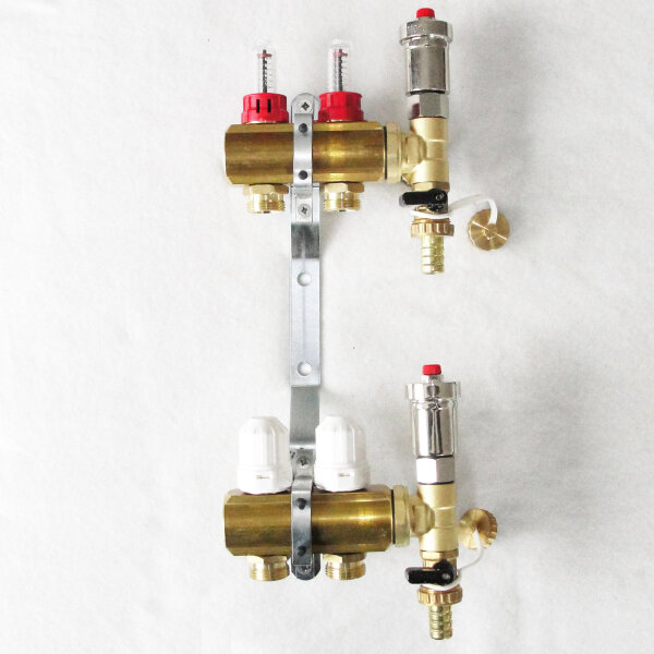 Heizkreisverteiler für Fussbodenheizung für 2 Kreise inkl Topmeter