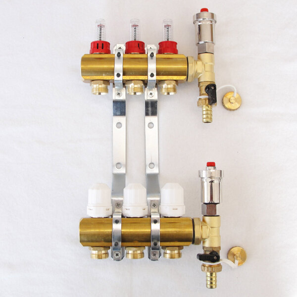 Heizkreisverteiler für Fussbodenheizung für 3 Kreise inkl Topmeter