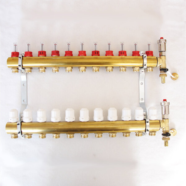 Heizkreisverteiler für Fussbodenheizung für 11 Kreise inkl Topmeter