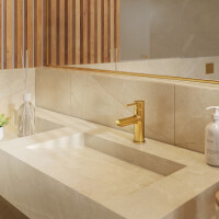 Goldene Waschtischarmatur, Wasserhahn Bad Waschbecken FIESTA