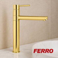 Hohe Goldene Waschtischarmatur, Wasserhahn Waschbecken FIESTA