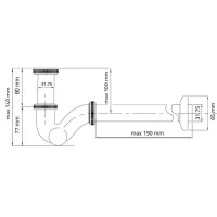 flacher Siphon Ablaufgarnitur für Waschbecken und Bidet