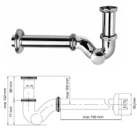 flacher Siphon Ablaufgarnitur für Waschbecken und Bidet