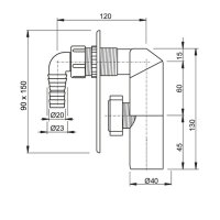 Unterputz Geräteanschluss Siphon Ablaufgarnitur für Waschmaschinenanschluss