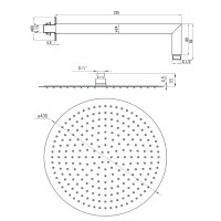 runder Regenduschkopf 400mm Kopfbrause mit Wandarm