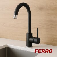 Hohe Schwarze Granit Küchenarmatur FLORENZ