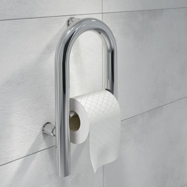 Edelstahl Sicherheits Haltegriff mit Toilettenpapierhalter