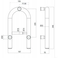 Edelstahl Sicherheits Haltegriff mit Toilettenpapierhalter