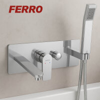 Unterputz Wannenarmatur mit Umsteller, Mischbatterie Unterputz Armatur Badewanne, Badarmatur von Ferro - Modell SQUARE