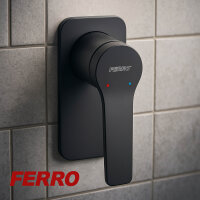 Unterputz Duscharmatur schwarz, Mischbatterie Dusche, Unterputz Armatur Dusche, Badarmatur von Ferro - Modell STRATOS