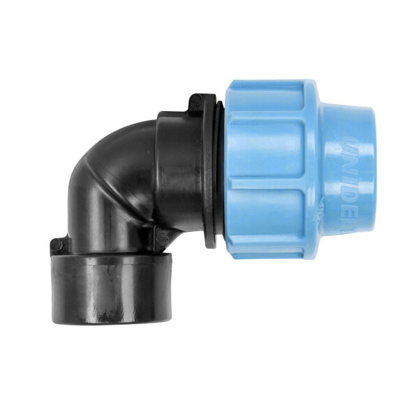 PP Verschraubung Winkel mit Innengewinde 40 x 1" PE-Rohr Verbinder Fitting Unidelta DVGW